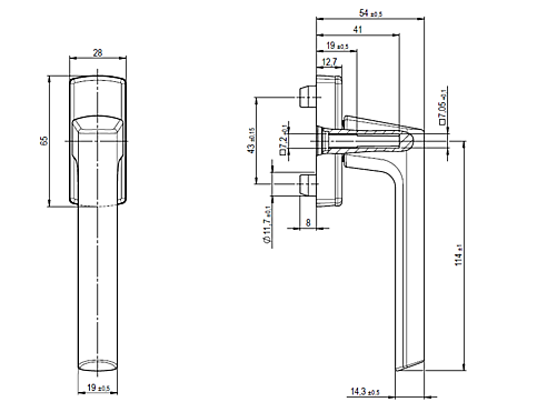 HANDLE SI-LINE NO SPINDLE EV1/EV1  PC1