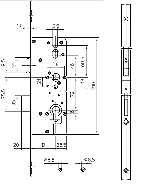 MAIN-LOCK-SET AS SL 55/72-F