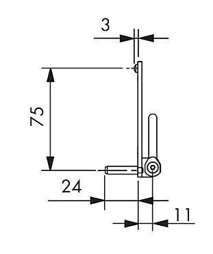 BOTTOM HINGE KF D6X3/24 TS C250